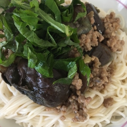 こんにちは。あっさり素麺とガッツリの茄子と肉でスタミナ満点。美味しかったです。御馳走様でした。